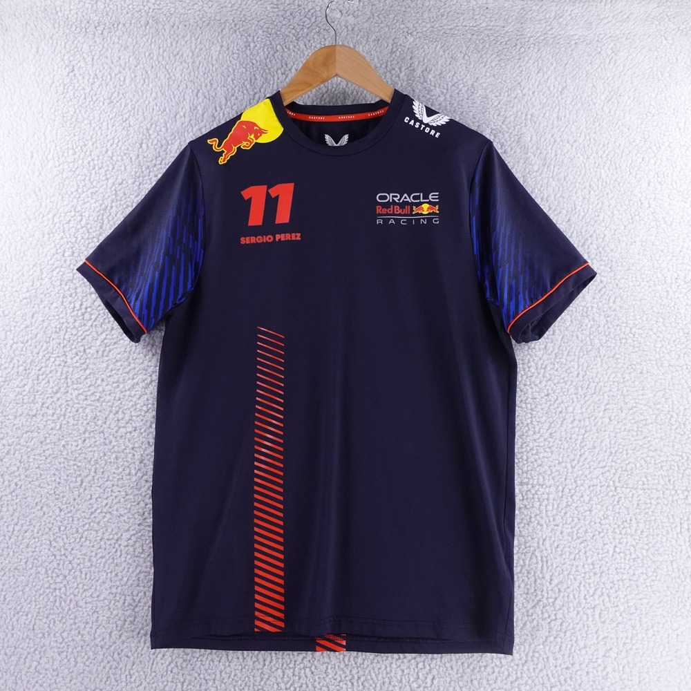 Castore Oracle Red Bull Racing Sergio Perez 11 Navy Blue Team Jersey Mens‎ Large